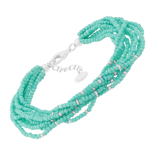 Bracelet Silpada « Cascade Tranquille » en argent sterling et perles de rocaille sarcelle