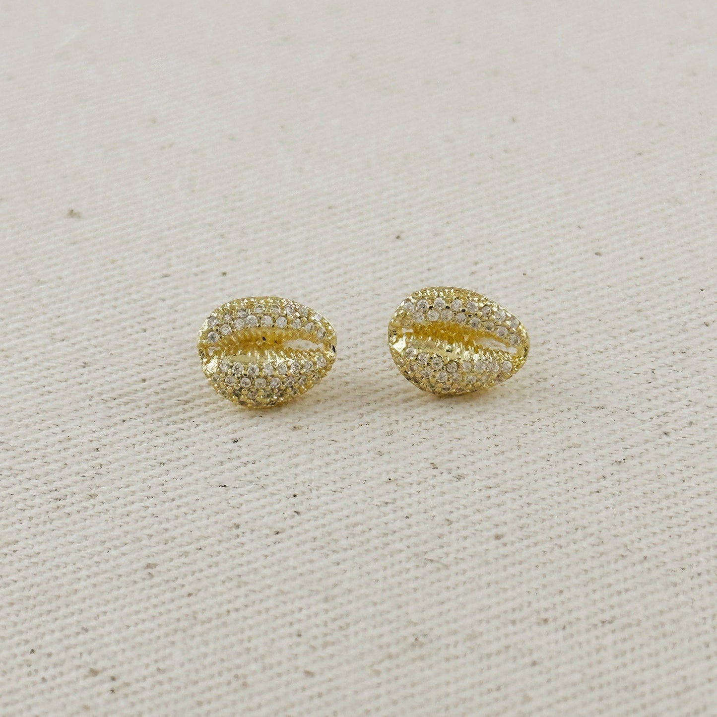 18K Gold Filled Cowrie CZ Stud Earrings