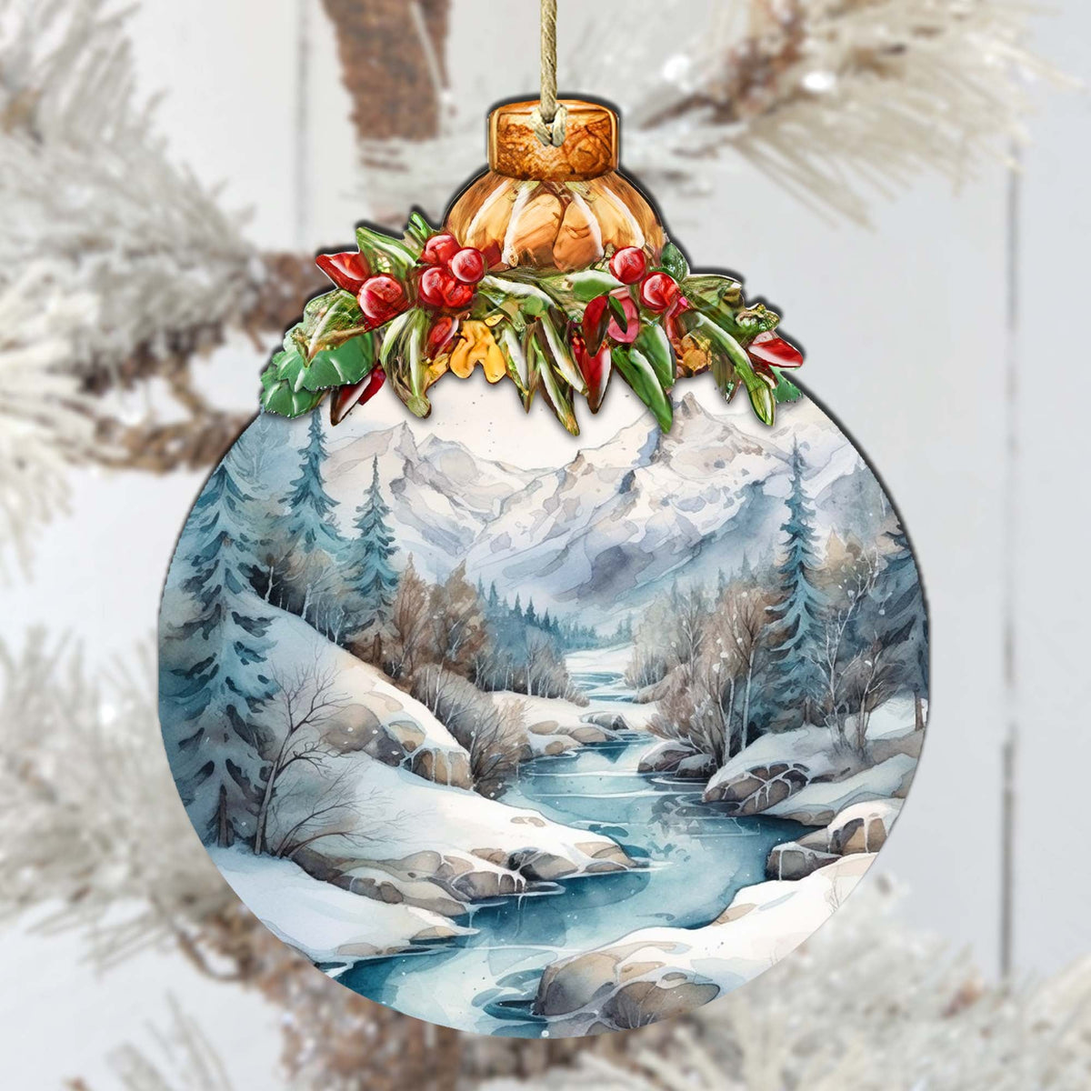 Alaska's Mountain Majesty Wooden Ornaments by G.Debrekht - Wildlife Holiday Décor - 870037