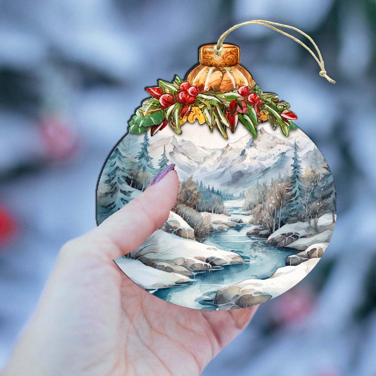 Alaska's Mountain Majesty Wooden Ornaments by G.Debrekht - Wildlife Holiday Décor - 870037