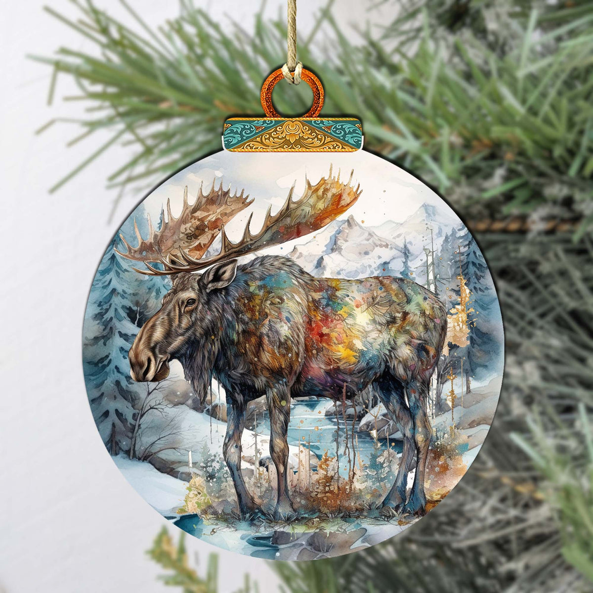 Alaskan Majestic Moose Wooden Ornaments by G.Debrekht - Wildlife Holiday Décor - 870053
