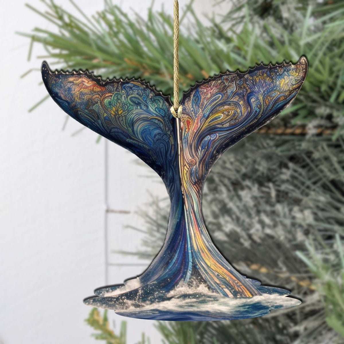 Humpback Whale Tail Wooden Ornaments by G.Debrekht - Wildlife Holiday Décor - 8710104-1