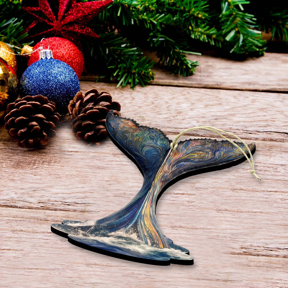 Humpback Whale Tail Wooden Ornaments by G.Debrekht - Wildlife Holiday Décor - 8710104-1