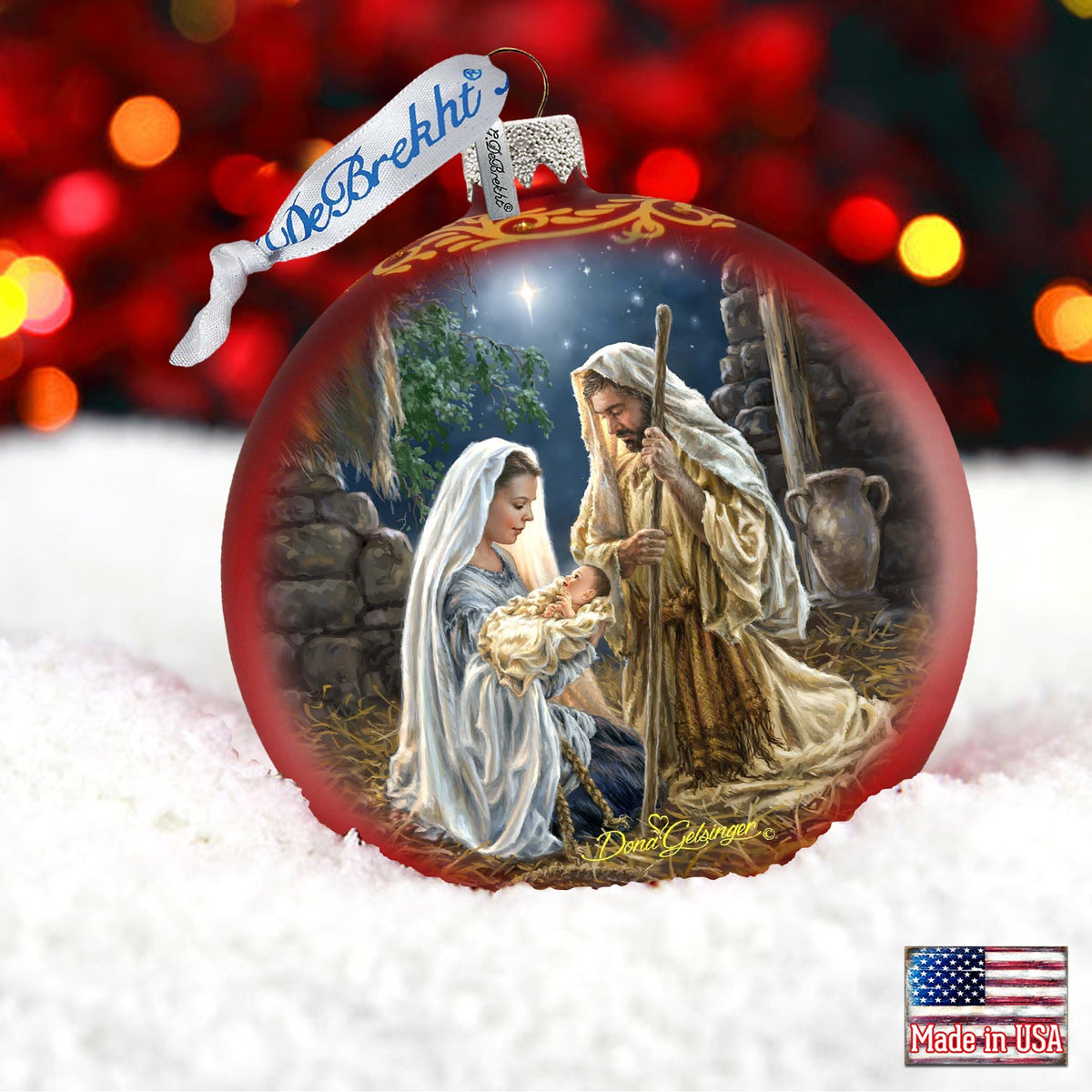 Glory to God in Red Glass Ornament by D. Gelsinger Nativity Holiday Decor - 71156-1722R