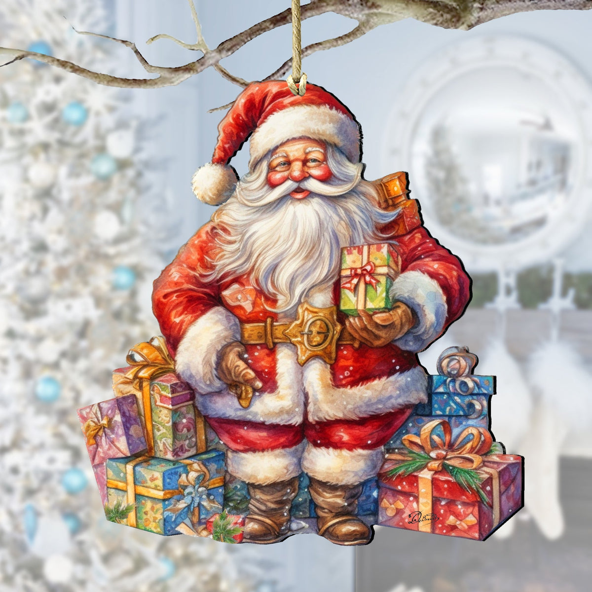 The Joy of Giving Wooden Ornaments by G. Debrekht Christmas Santa Snowman Decor - 8611081