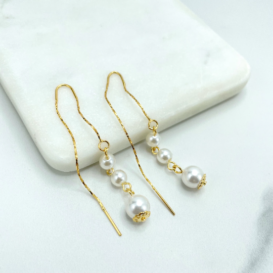 Boucles d'oreilles pendantes Luxus Accessories en plaqué or 18 carats avec grandes perles