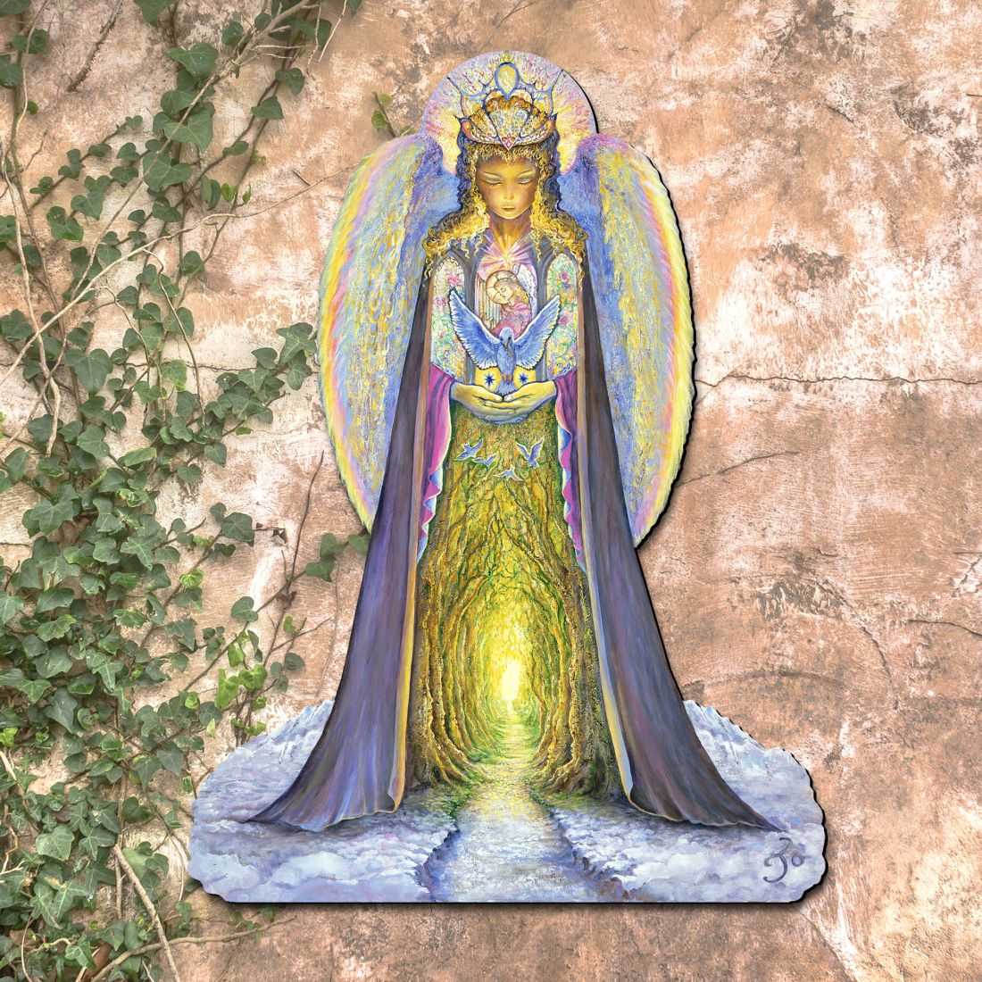 The Angel and The Blue Cat Oversized Decor by Josephine Wall - Christmas Decor - 845623H-JW