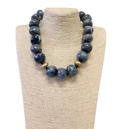Bijoux Envie Blue Necklace | Gumball Necklace | Nautical | Navy | Chunky