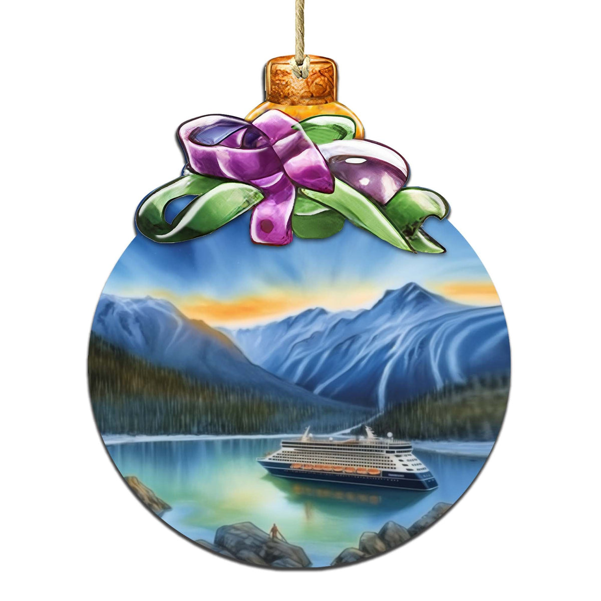 Cruising Alaska's Mountains Wooden Ornaments by G.Debrekht - Wildlife Holiday Decor - 870031