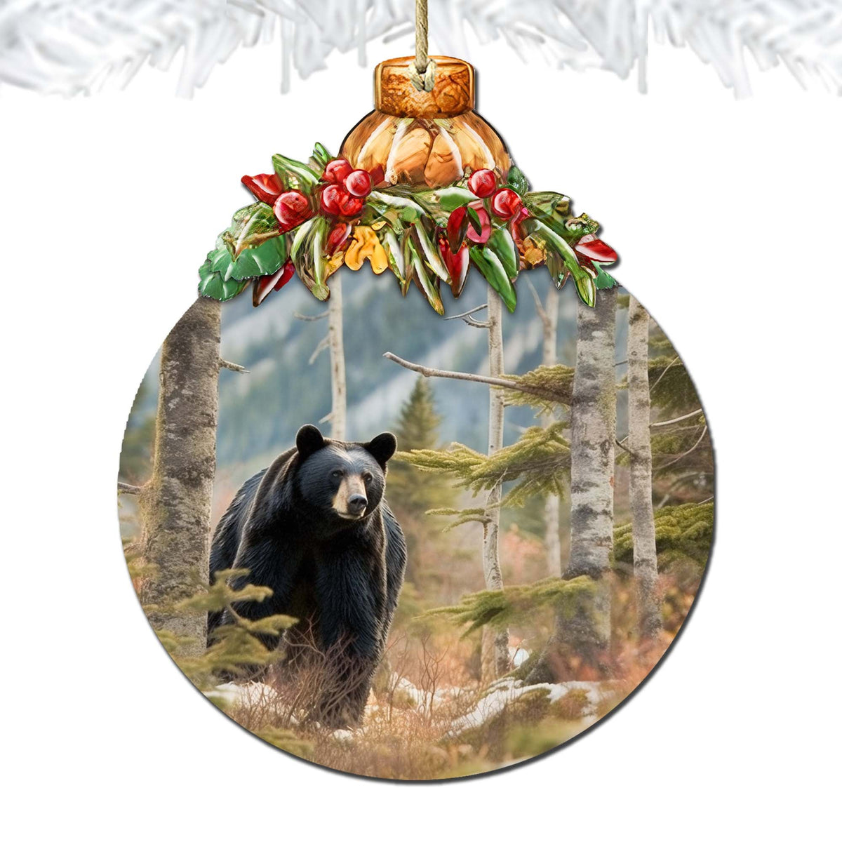 Alaskan Black Bear Harmony Wooden Ornaments by G.Debrekht - Wildlife Holiday Decor - 870034