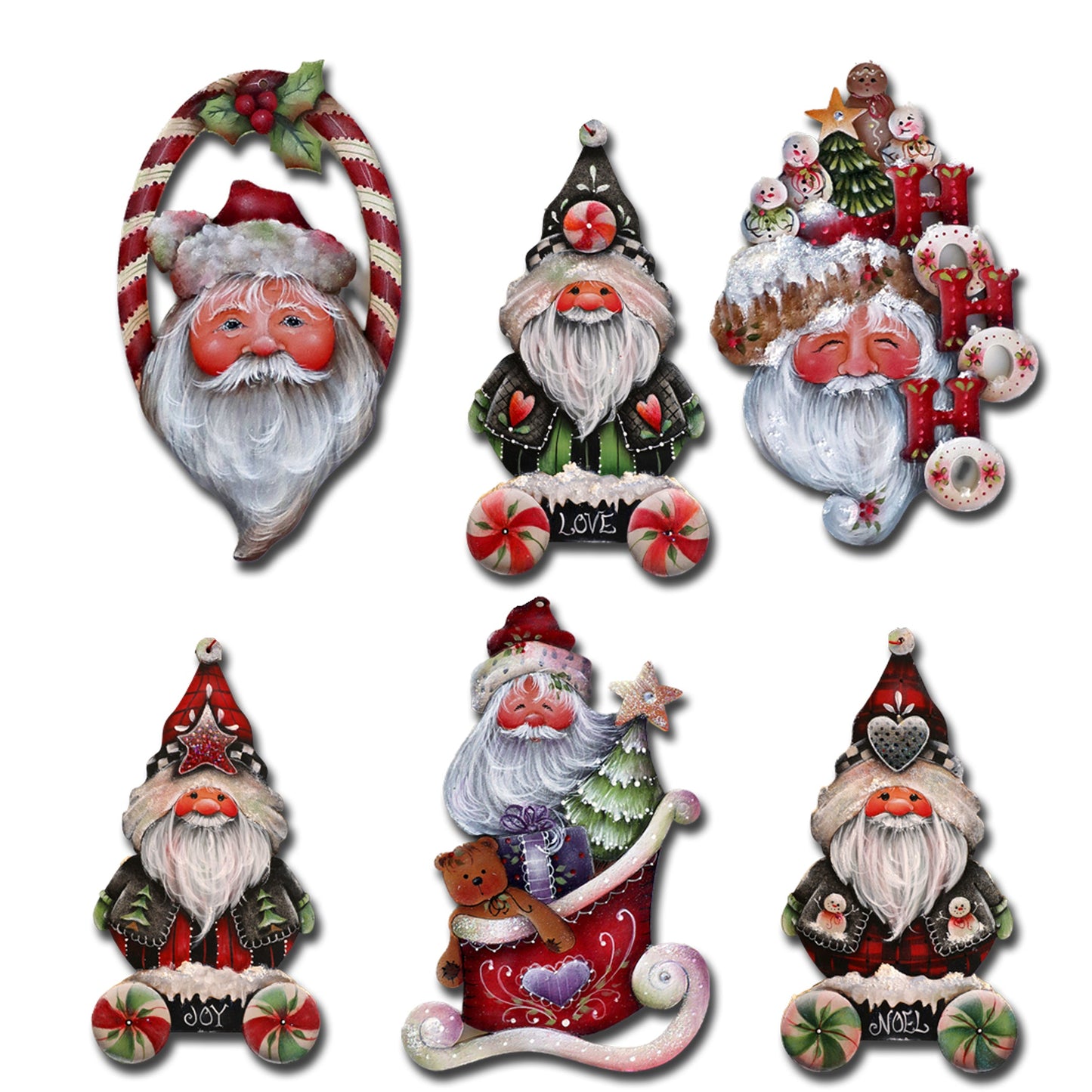 Magical Baby Santa Decorative Eco Wood Magnets Set of 6 by Jamie Mills-Price - Christmas Santa Snowman Décor - 8090051G-S6
