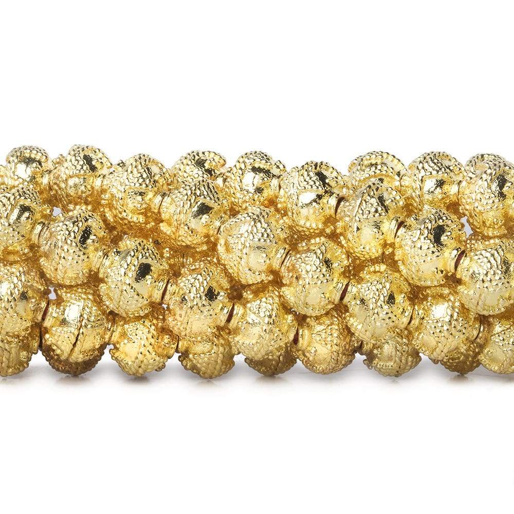8mm 22kt Gold Plated Copper Bead Roval Petite Miligrain Triangle 8 inch 28 pieces