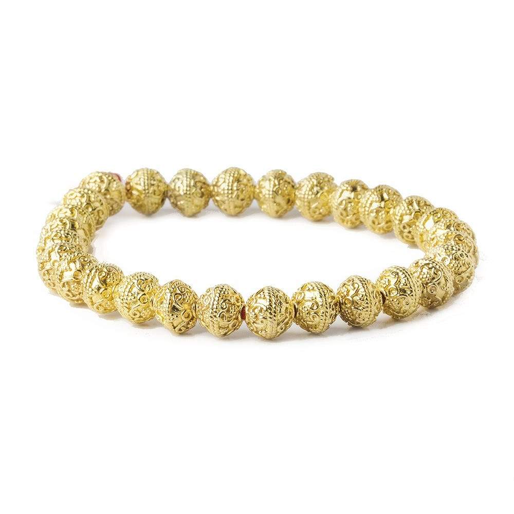 8mm 22kt Gold Plated Copper Bead Roval Petite Persian Swirl 8 inch 28 pieces