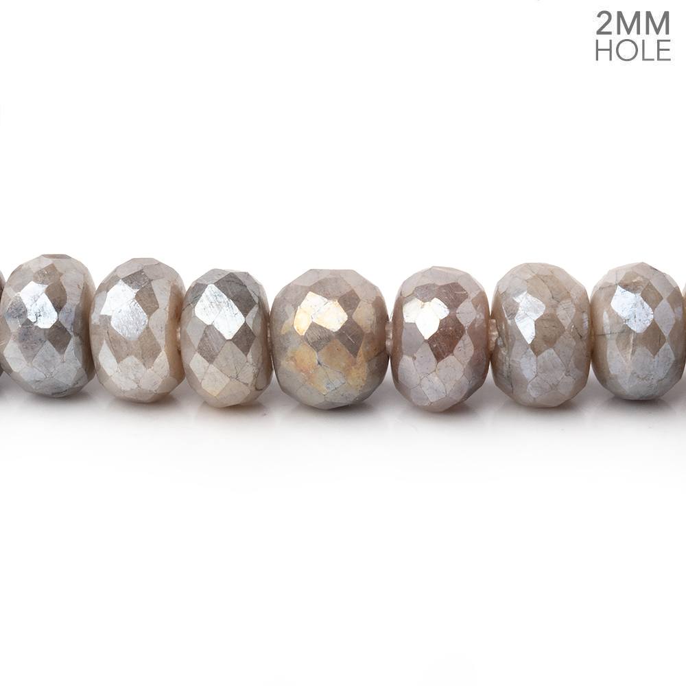8mm Mystic Taupe Moonstone 2mm Large Hole Faceted Rondelles 8 inch 38 Beads