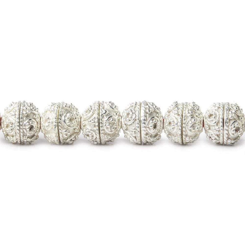8mm Sterling Silver plated Copper Bead Cap Miligrain Circles