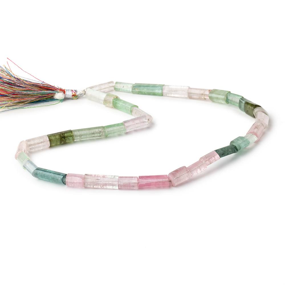 8x5-17x5mm  Afghani Multi Color Tourmaline Plain Tube Beads 16 inch 32 pieces AA