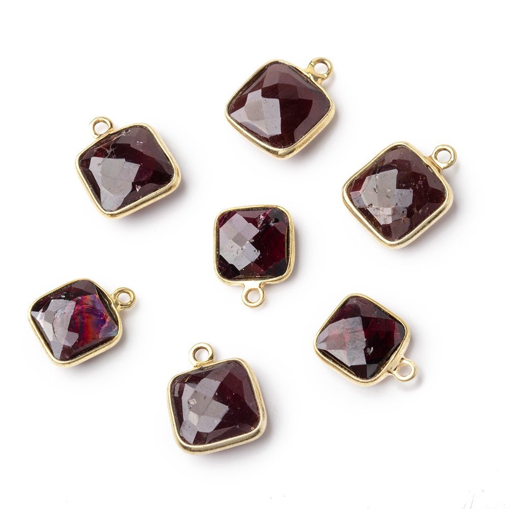 9-11mm Vermeil Bezel Garnet Faceted Cushion Pendant 1 piece