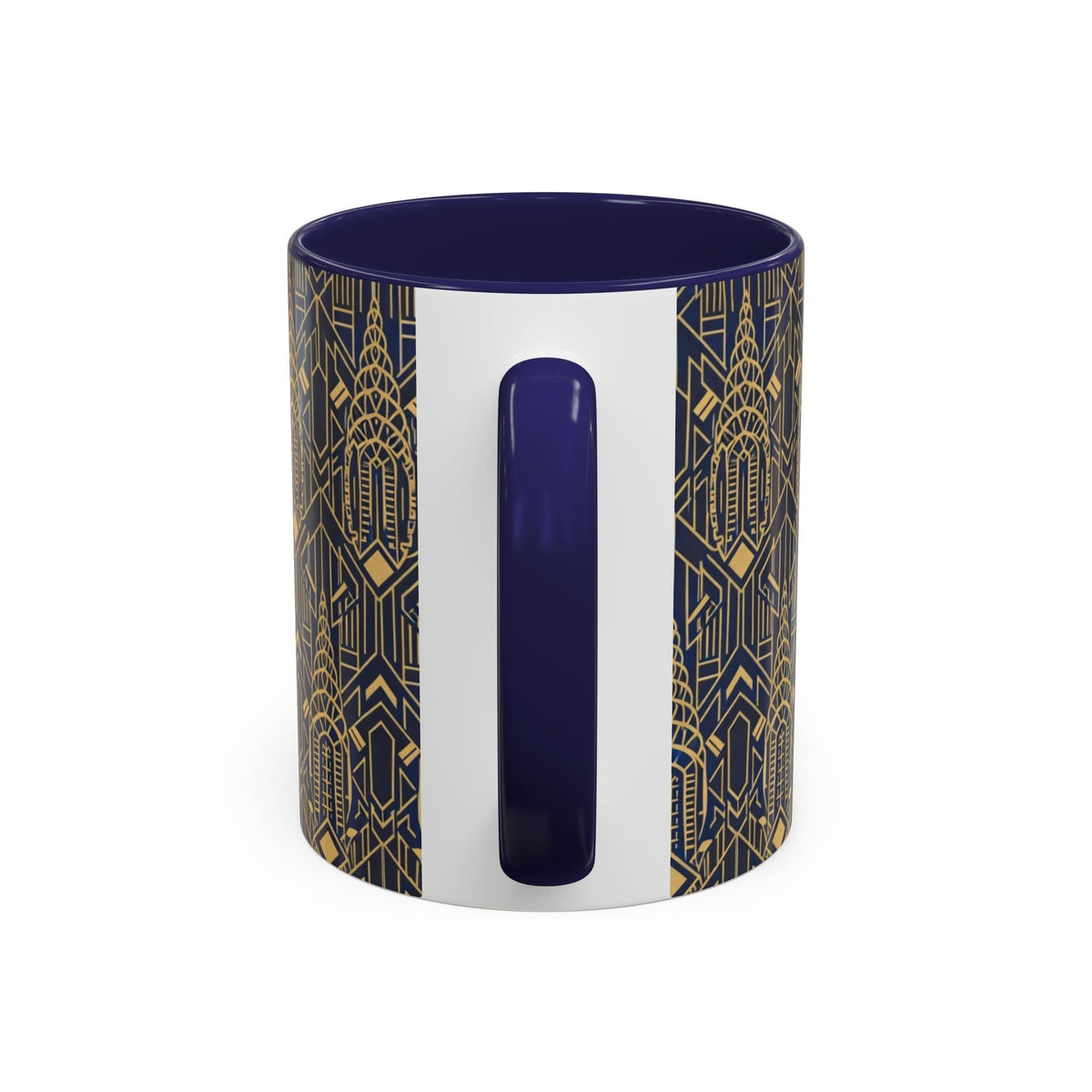 Art Deco Chrysler Building Navy & Gold Accent Coffee Mug — Manhattan Art Deco Pattern 11 oz