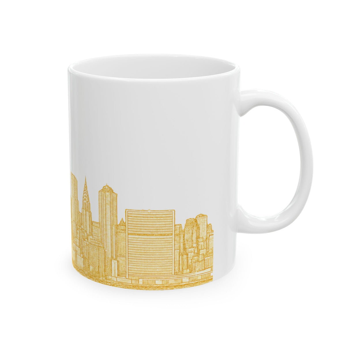 Gold Midtown New York City Skyline Mug | Ceramic Midtown Manhattan Skyline Coffee Cup 11oz