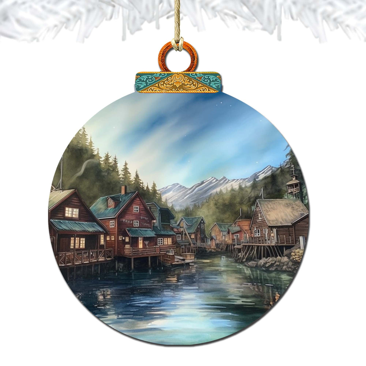 Frozen Horizon Chalets Wooden Ornaments by G.Debrekht - Wildlife Holiday Decor - 870015
