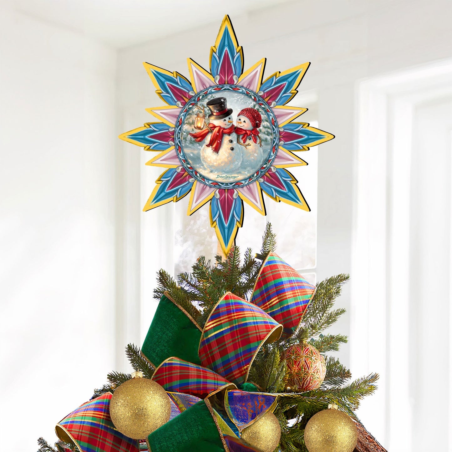 Snow Much in Love Tree Topper Wooden Decor by D. Gelsinger - Santa Snowman Christmas Decor - 89518-DG