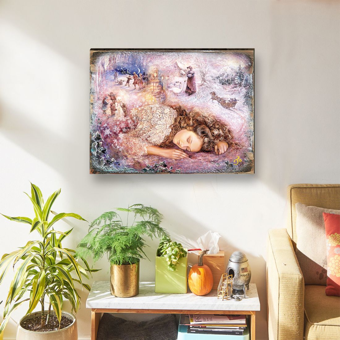 Winter Dream Fantasy Wooden Wall Art by Josephine Wall - Fantasy Decor - 852147-JW