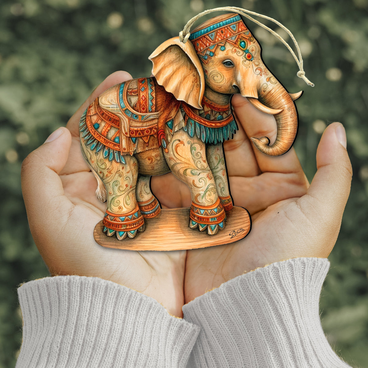 Carousel Elephant Wooden Ornaments by G. Debrekht - Christmas Decor - 8100192-2