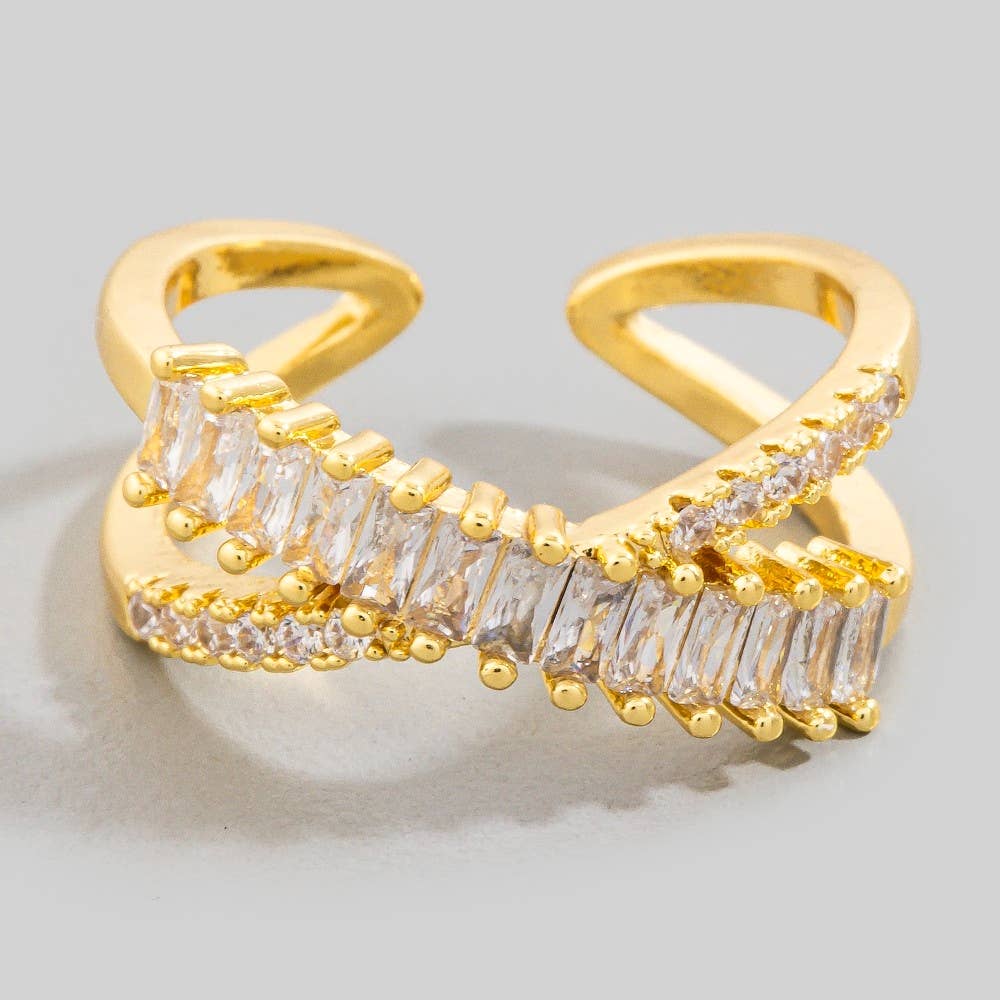 La bague réglable Baguette X de Looks by Fame CZ