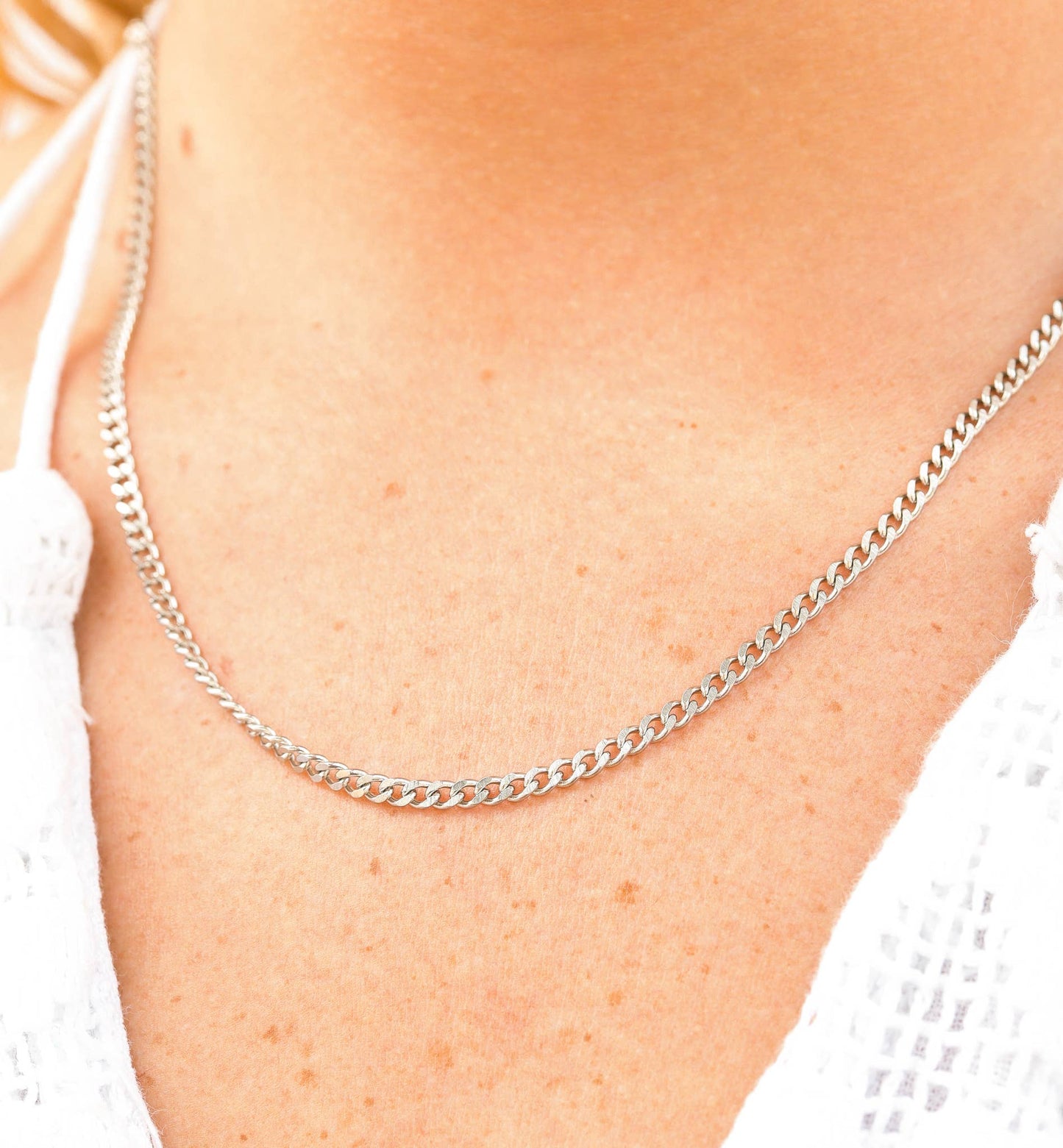 Collier chaîne maille gourmette en acier inoxydable
