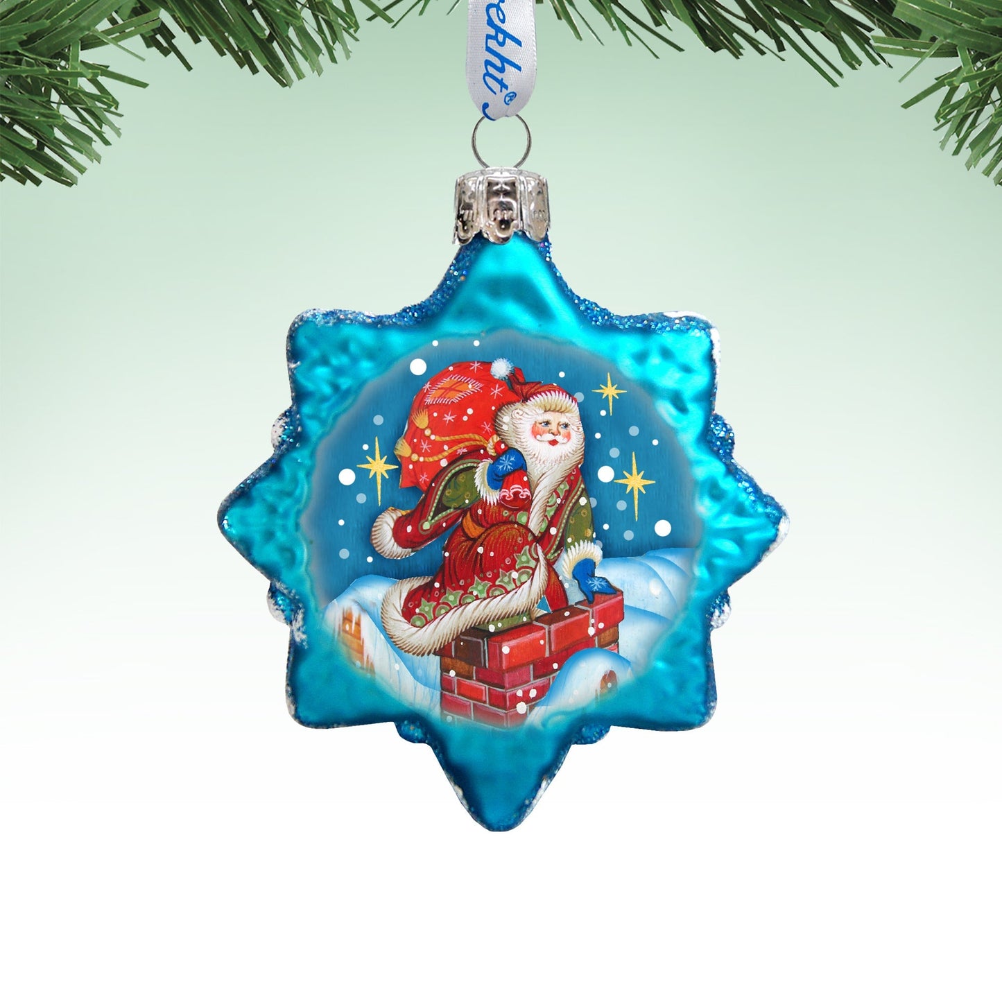 Christmas Night Mercury Glass Ornaments Set of 3 by G. DeBrekht - Christmas Santa Snowman Decor - 770103-2S3