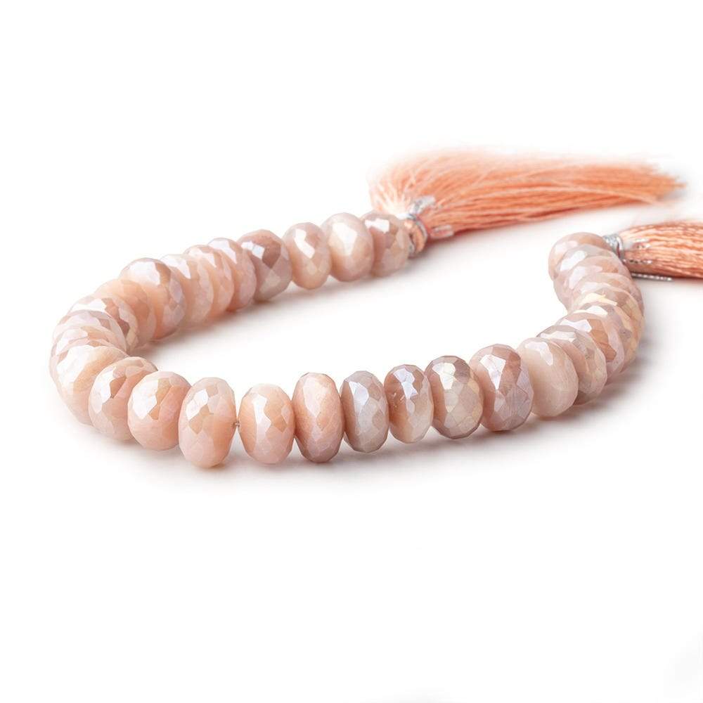 7.5mm Mystic Angel Skin Moonstone Faceted Rondelles 7.5 inch 42 Beads