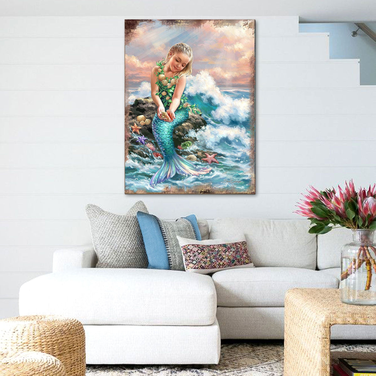 Princess of The Sea Wooden Coastal Wall Art by D. Gelsinger - Coastal Holiday Decor - 95652B-1611