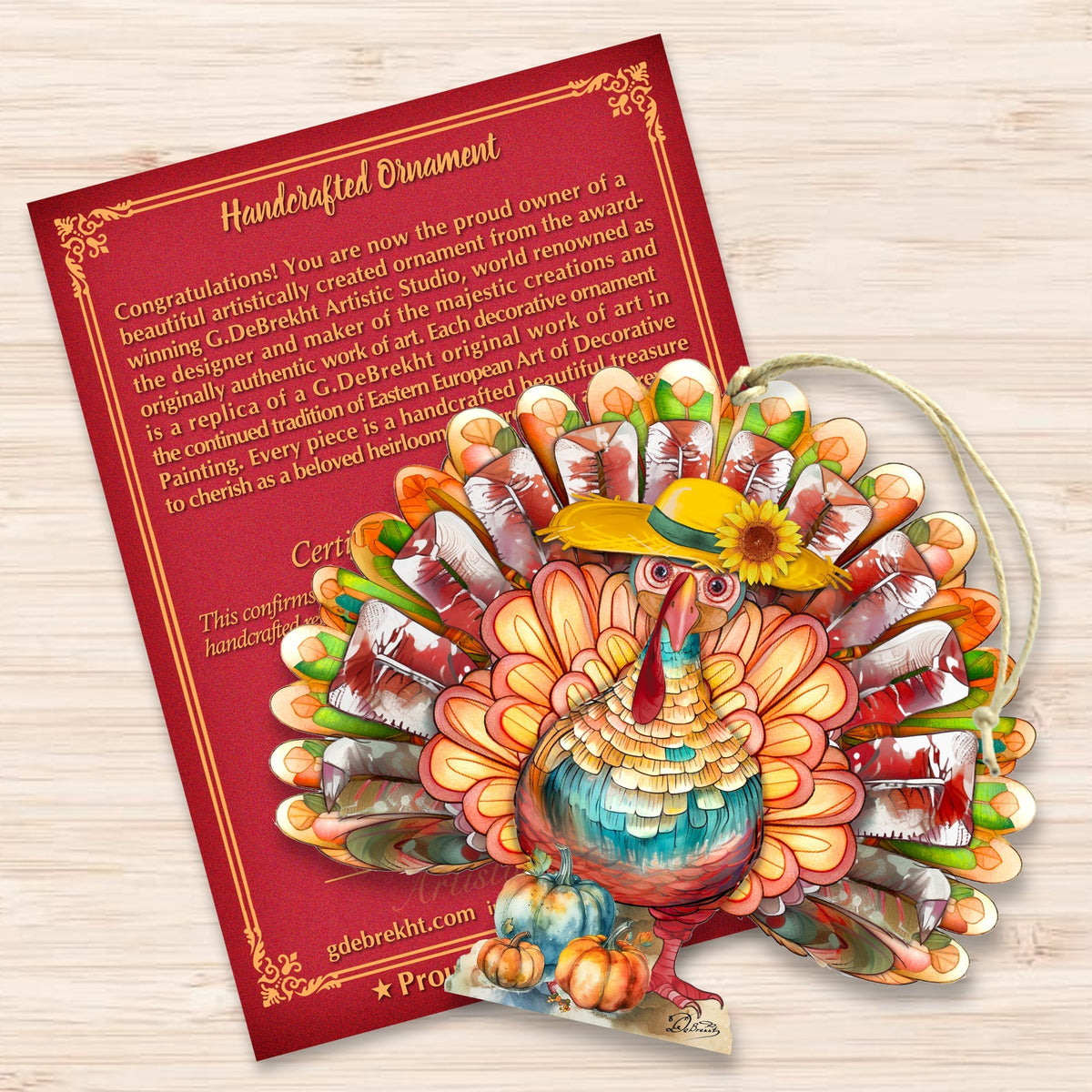 Thanksgiving Turkey Wooden Ornaments by G. DeBrekht Thanksgiving Decor - 8611055