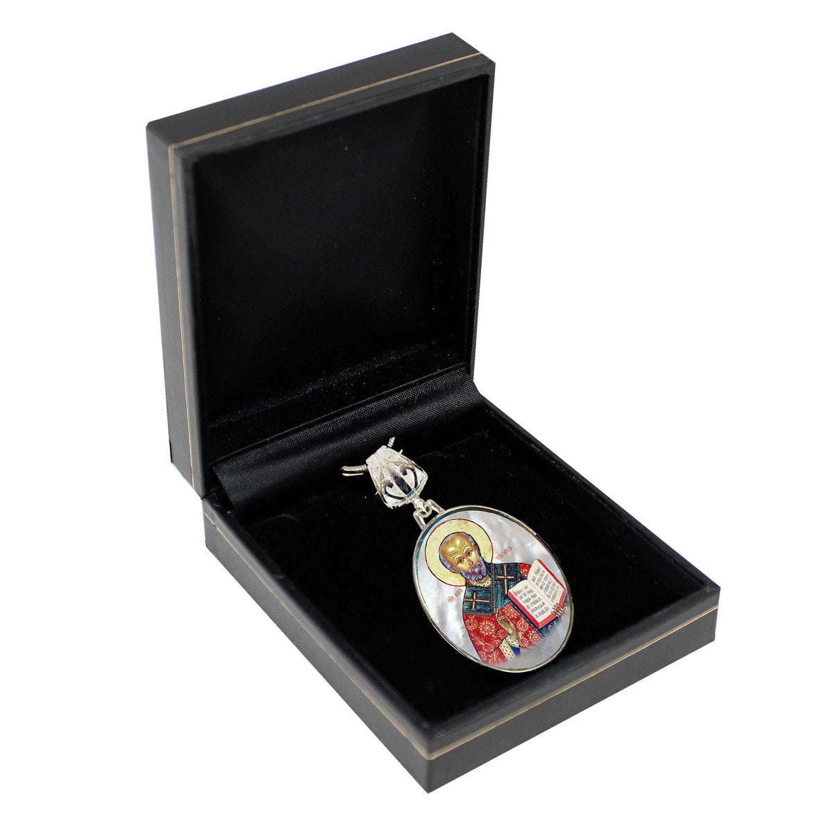 Saint Nicholas Silver Plated Mother of Pearl Necklace - 43021