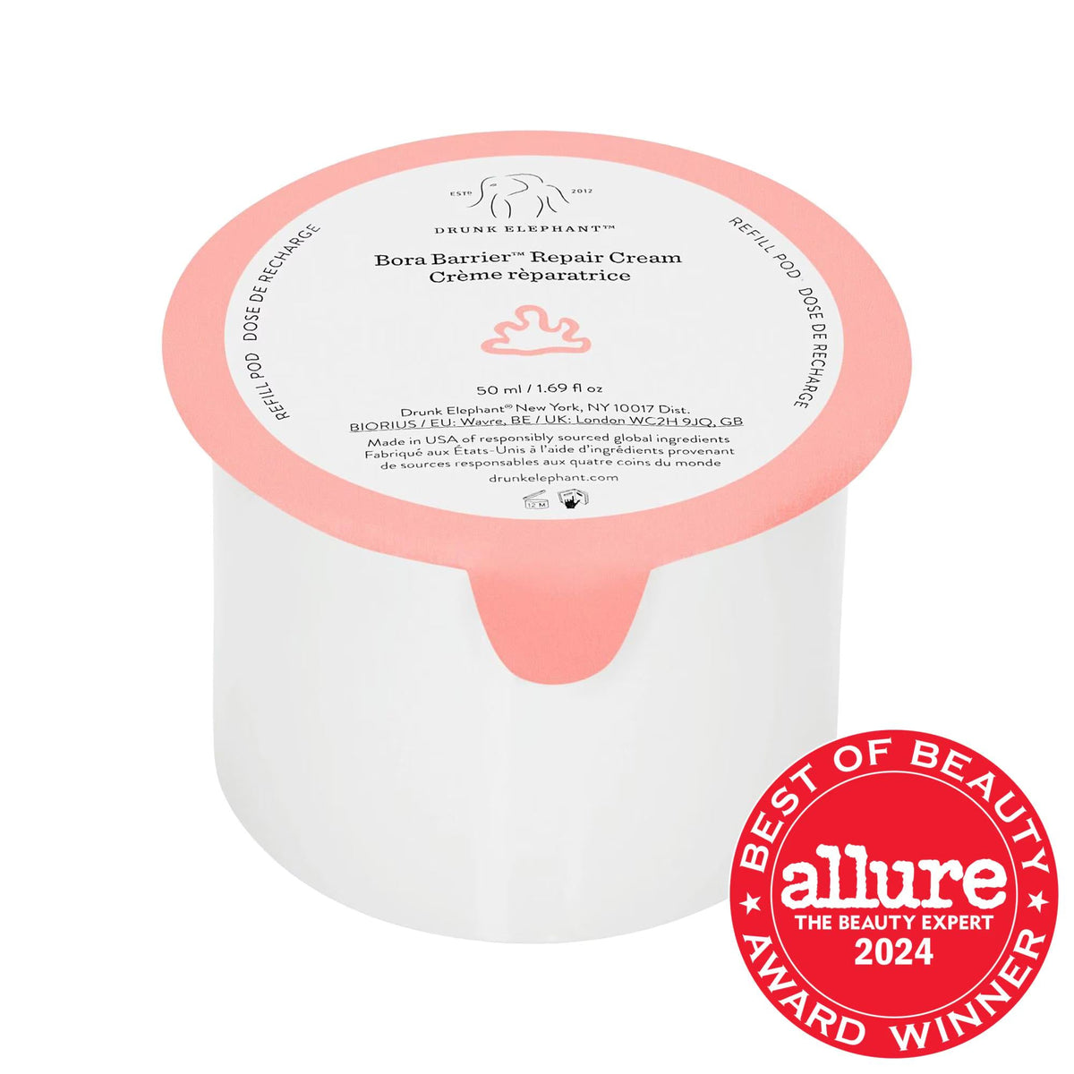 Drunk Elephant Bora Barrier Cream: Intense Hydration & Skin Barrier Repair - Refillable Facial Moisturizer for Dry, Mature Skin