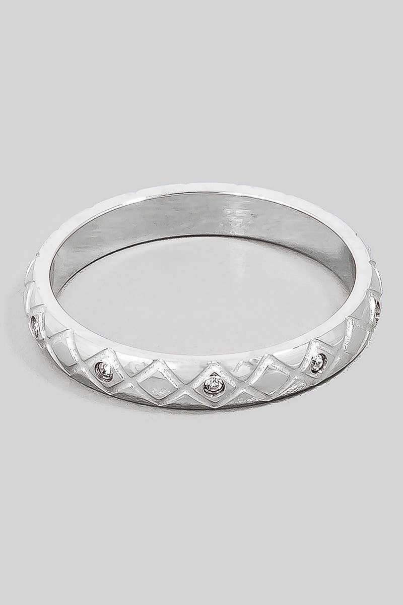 Bague Looks by Fame en argent sterling, matelassée et pavée de zirconiums cubiques, motif hachuré croisé