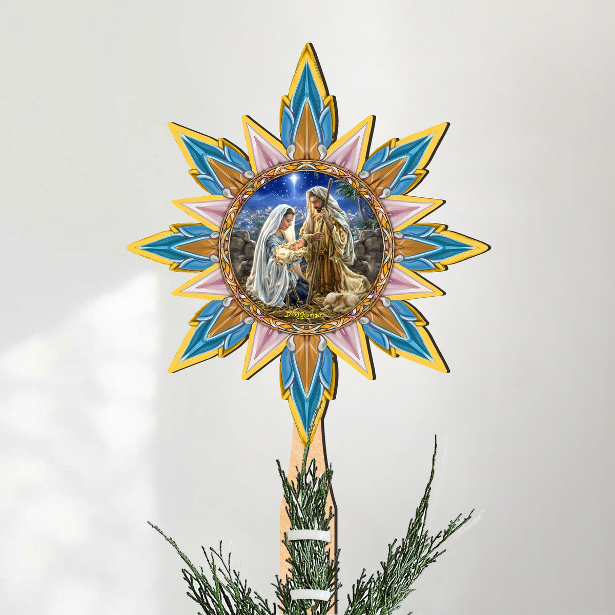 Glory to God Star Tree Topper Wooden Decor by D. Gelsinger - Nativity Holiday Decor - 89517-DG