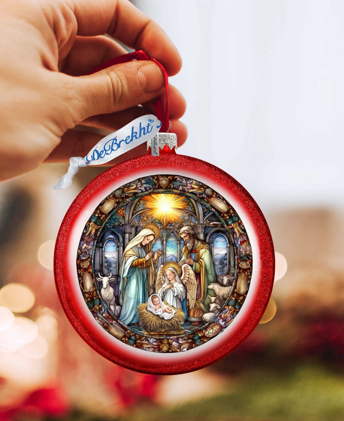A Guiding Light Nativity Scene Ball Glass Ornament by G. Debrekht - Nativity Holiday Decor - 73566C