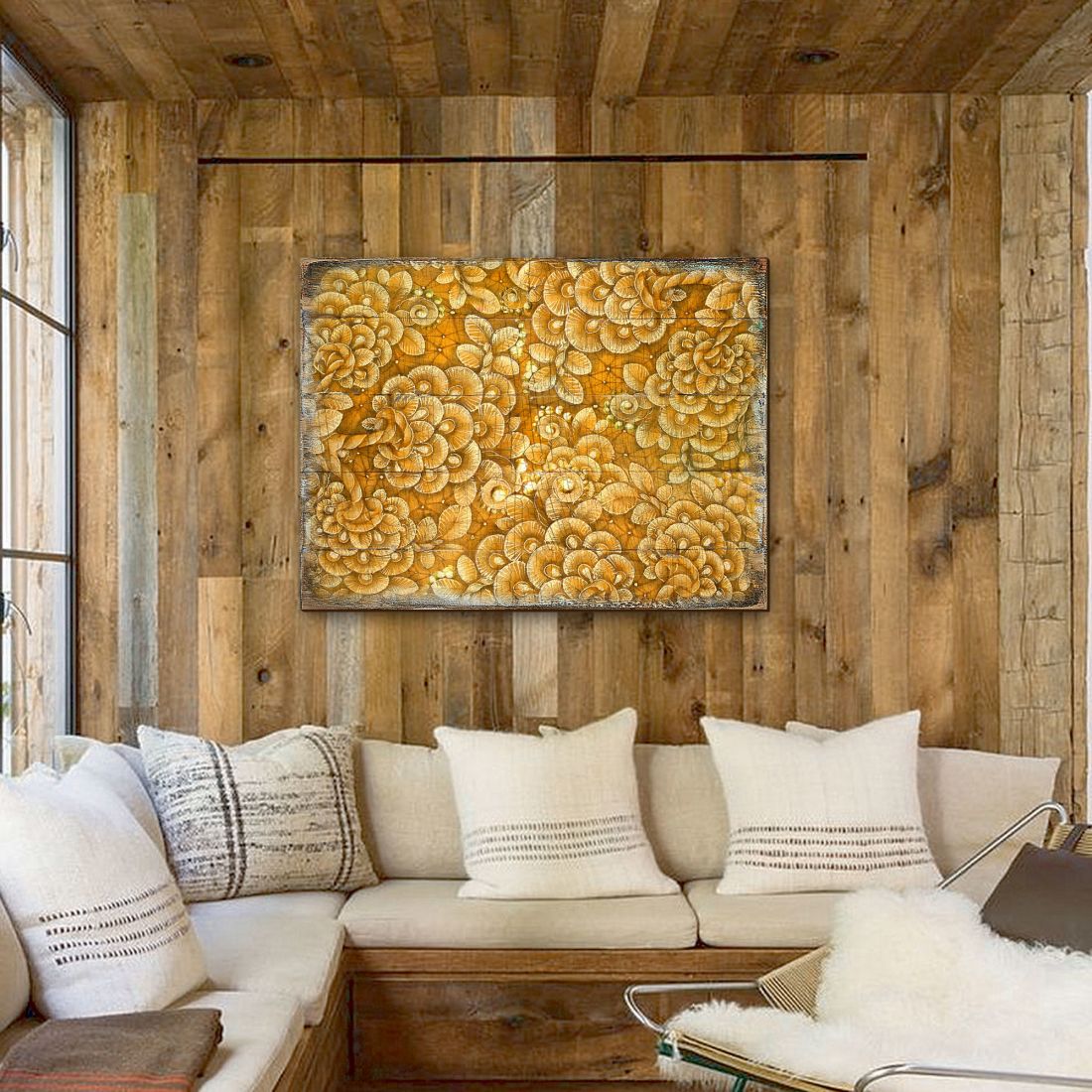 Amali Wooden Wall Art by G. DeBrekht - Floral Ornamental Decor - 95013B