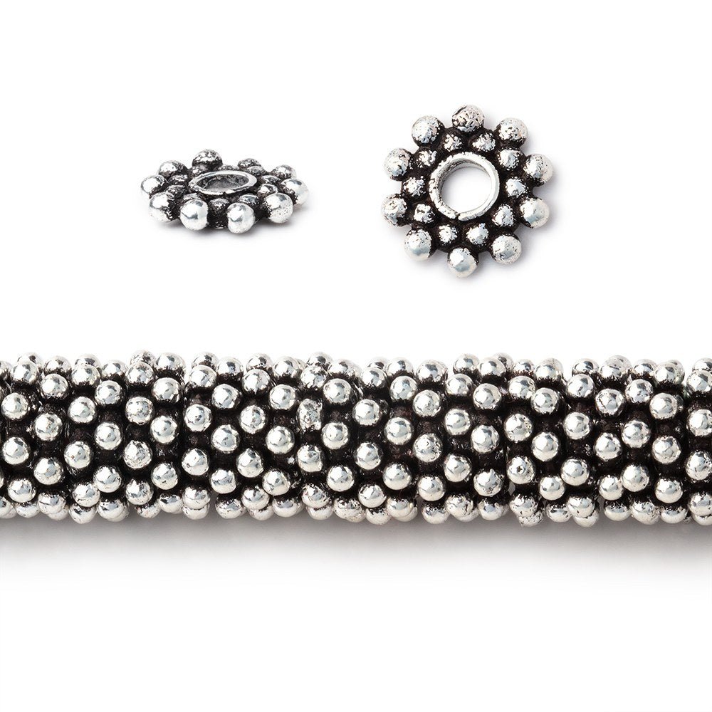 9mm Double Row Daisy Spacers with 3mm Large Hole 8 inch 130 Beads