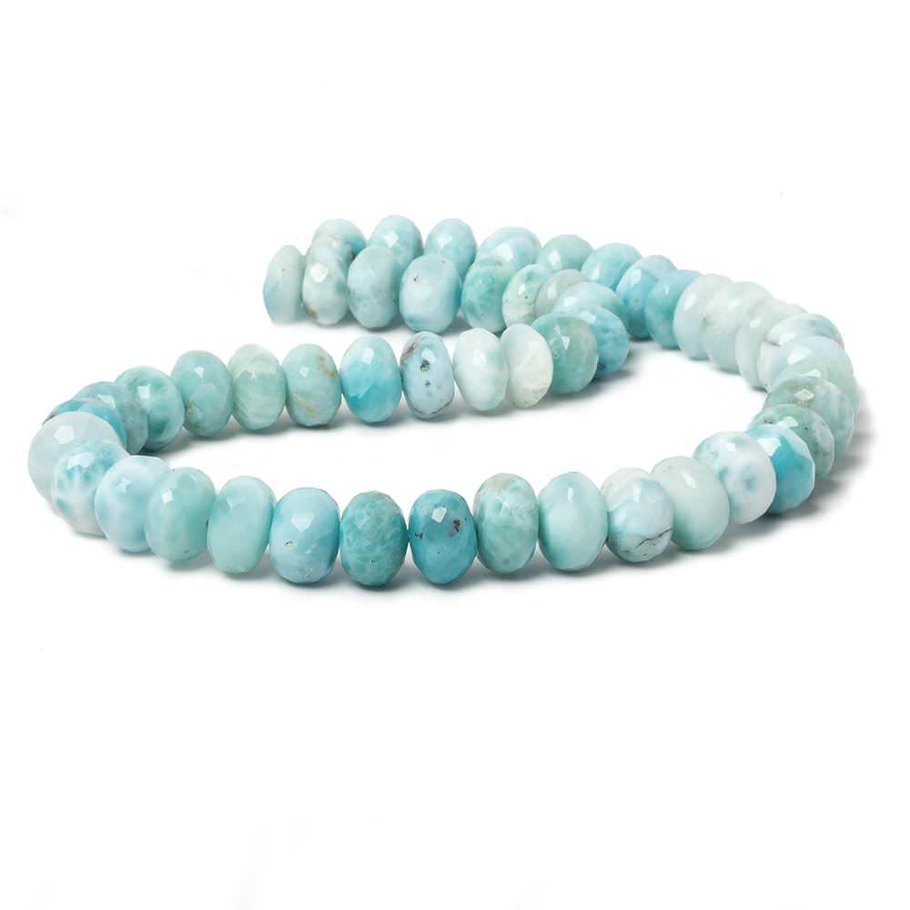 10mm Larimar faceted rondelle beads 13.5 inch 50 pieces
