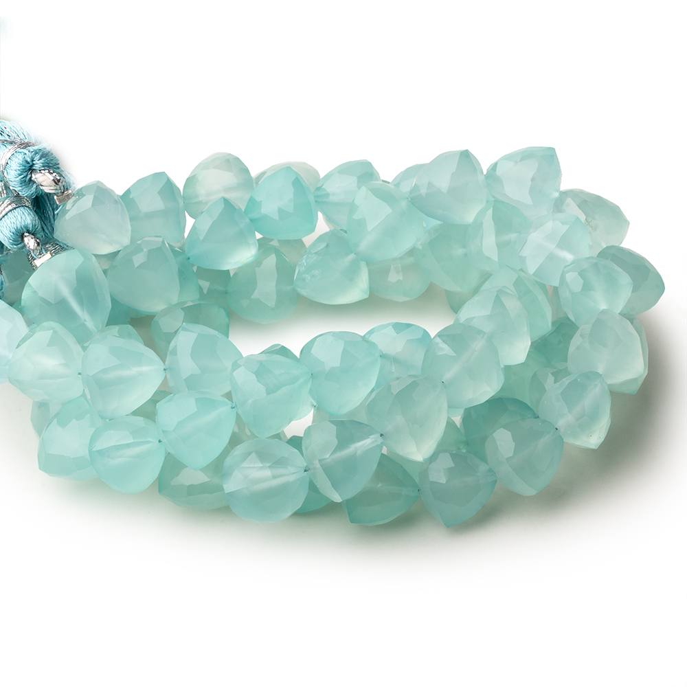 9mm Seafoam Blue Chalcedony straight drilled faceted trillions 8 inch 21 beads