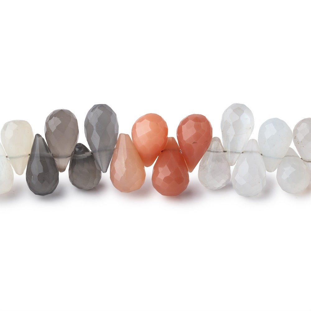 9x6-11x6mm Multi Color Moonstone Faceted Tear Drop Beads 8 inch 59 pieces