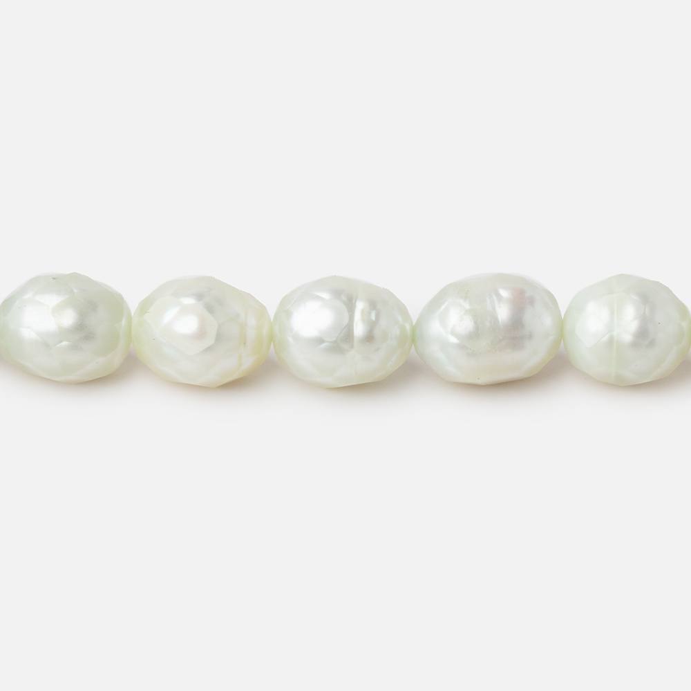 9x7mm Pale Mint Faceted Oval Freshwater Pearls 16 inch 33 pieces