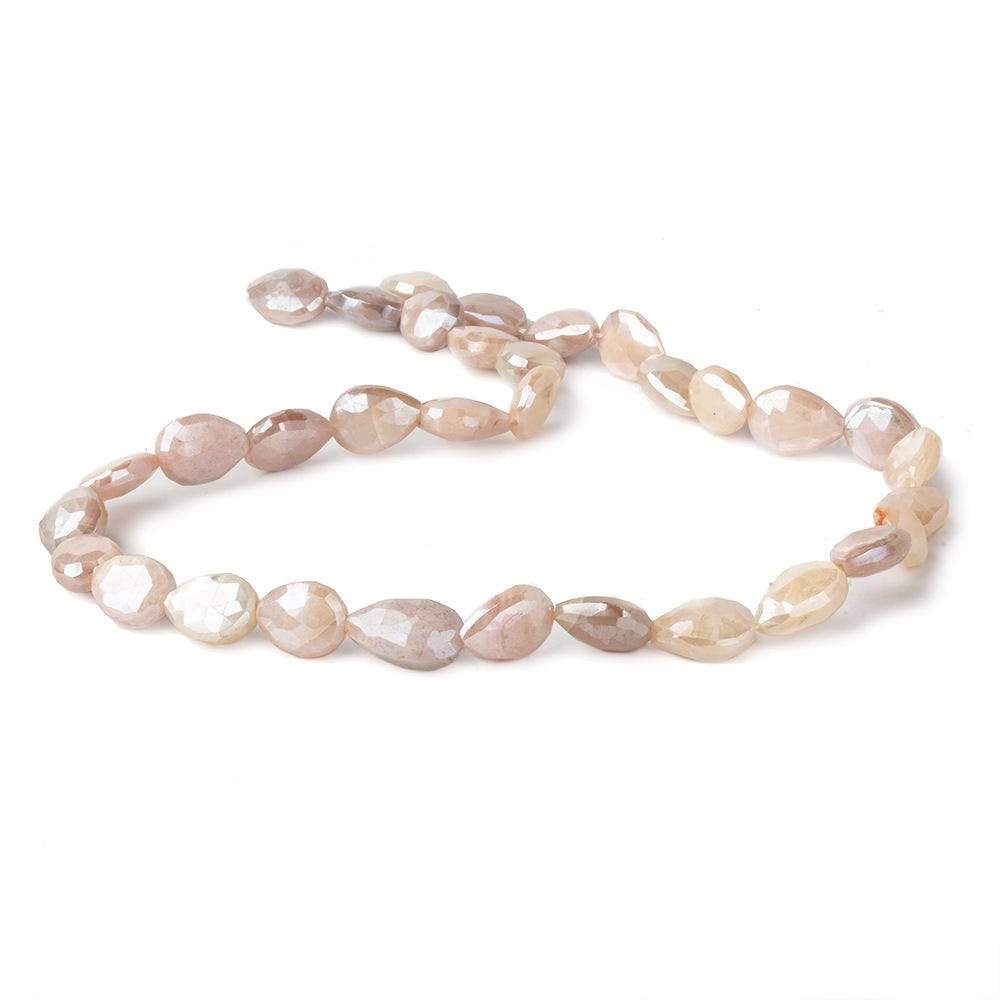 9x8-13x8mm Mystic Peach Moonstone faceted pears 14 inch 29 beads