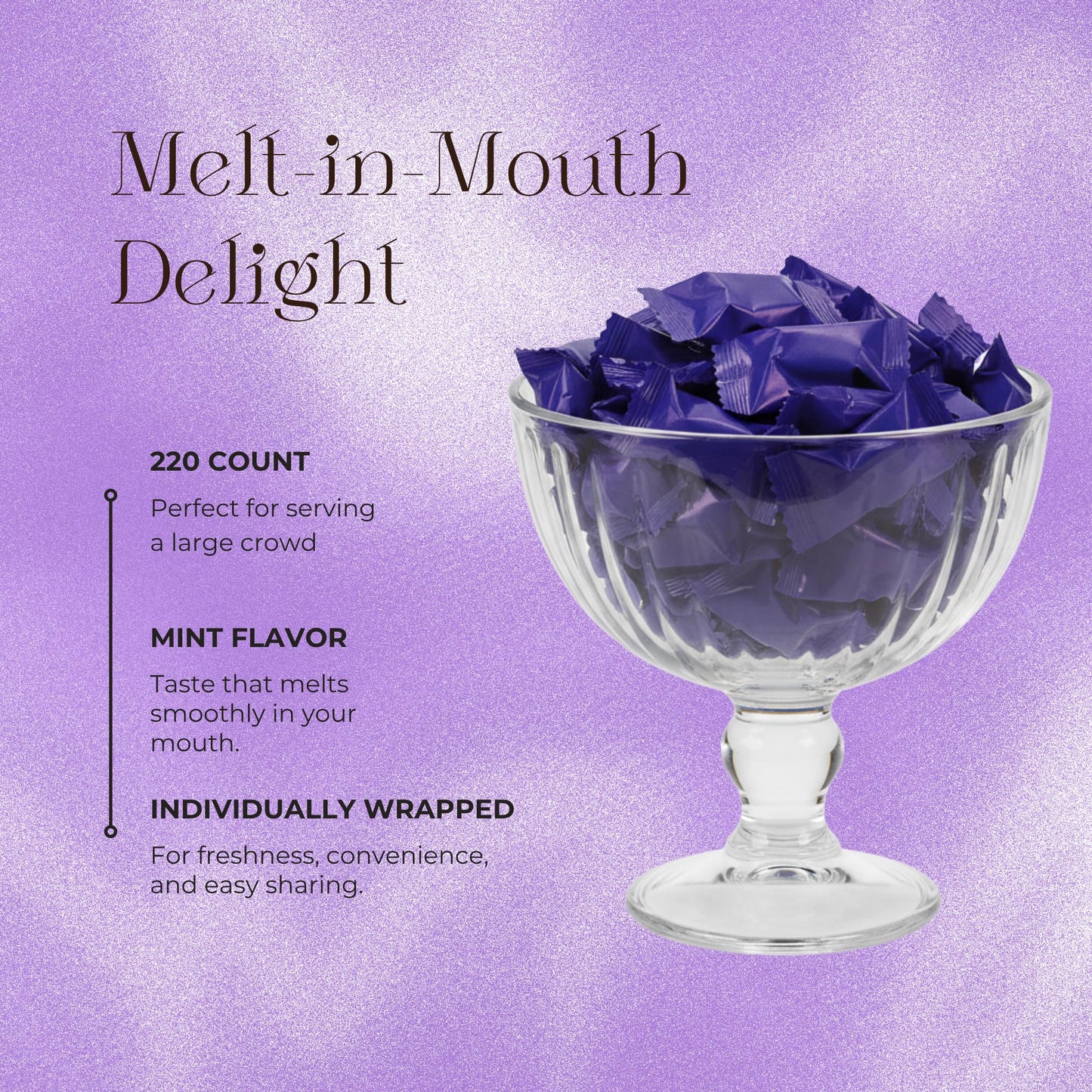 220ct Purple Buttermints Individually Wrapped – Bulk Soft Butter Mints for Weddings, Candy Buffets, Graduation, Baby Showers & Party Favors