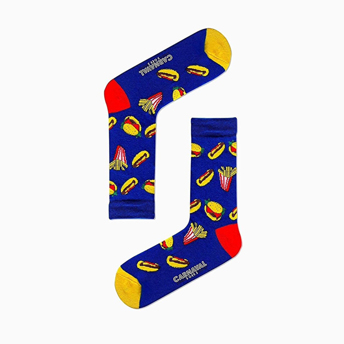 Carnaval Novelty Fast Food Socks Set - 5 Pairs of Comfortable Cotton-Themed Socks for Everyday Wear
