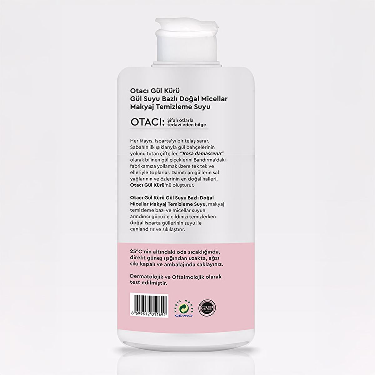Otacı Natural Rose Water Micellar Makeup Cleansing Water - Gentle, Effective Makeup Removal for All Skin Types - 13.53 fl oz
