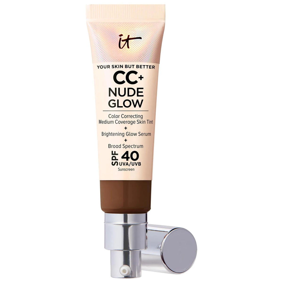 CC+ Nude Glow Lightweight Foundation + Glow Serum with SPF 40 and Niacinamide - Medium Coverage, Radiant Finish, Clean Beauty