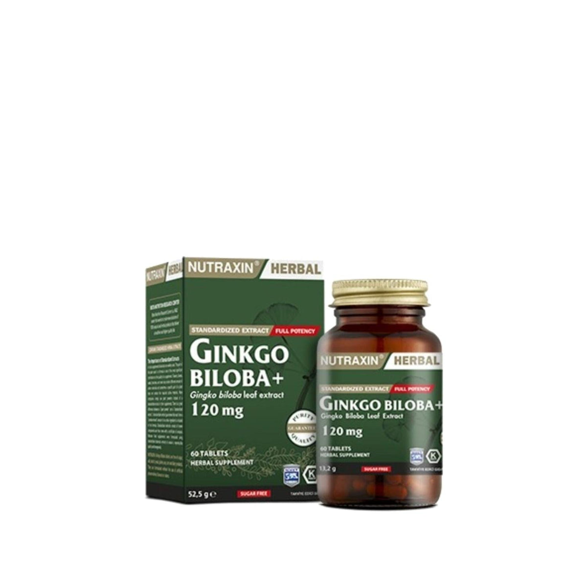 Nutraxin Ginkgo Biloba Supplement - 60 Capsules for Cognitive Support and Memory Enhancement